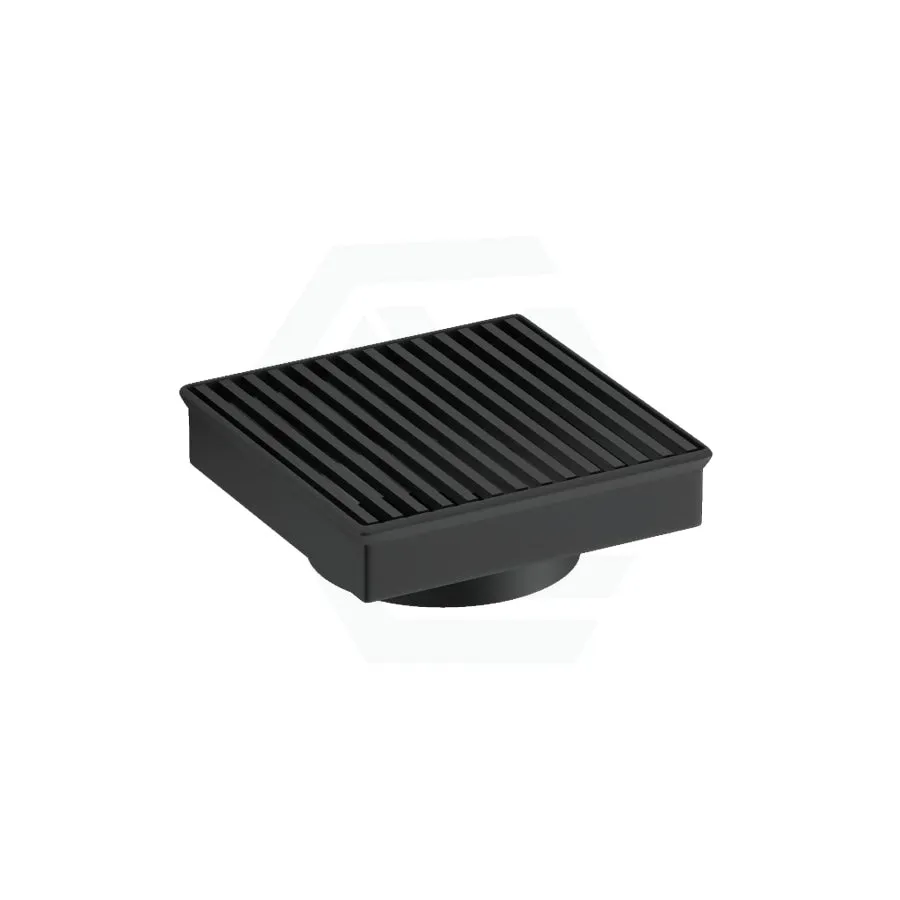 110x110mm Matt Black Linear Floor Waste Drain Stainless Steel 80mm Outlet