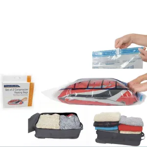 2 PC Set Space Saving Travel Compression Bags Packing Roll Up Storage Travelon