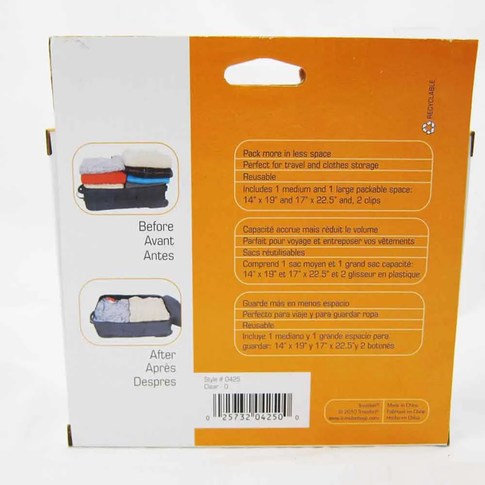 2 PC Set Space Saving Travel Compression Bags Packing Roll Up Storage Travelon