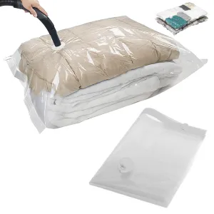 2 PC Vacuum Storage Space Saver Medium Bag Seal Clothes Organizer Travel Storage