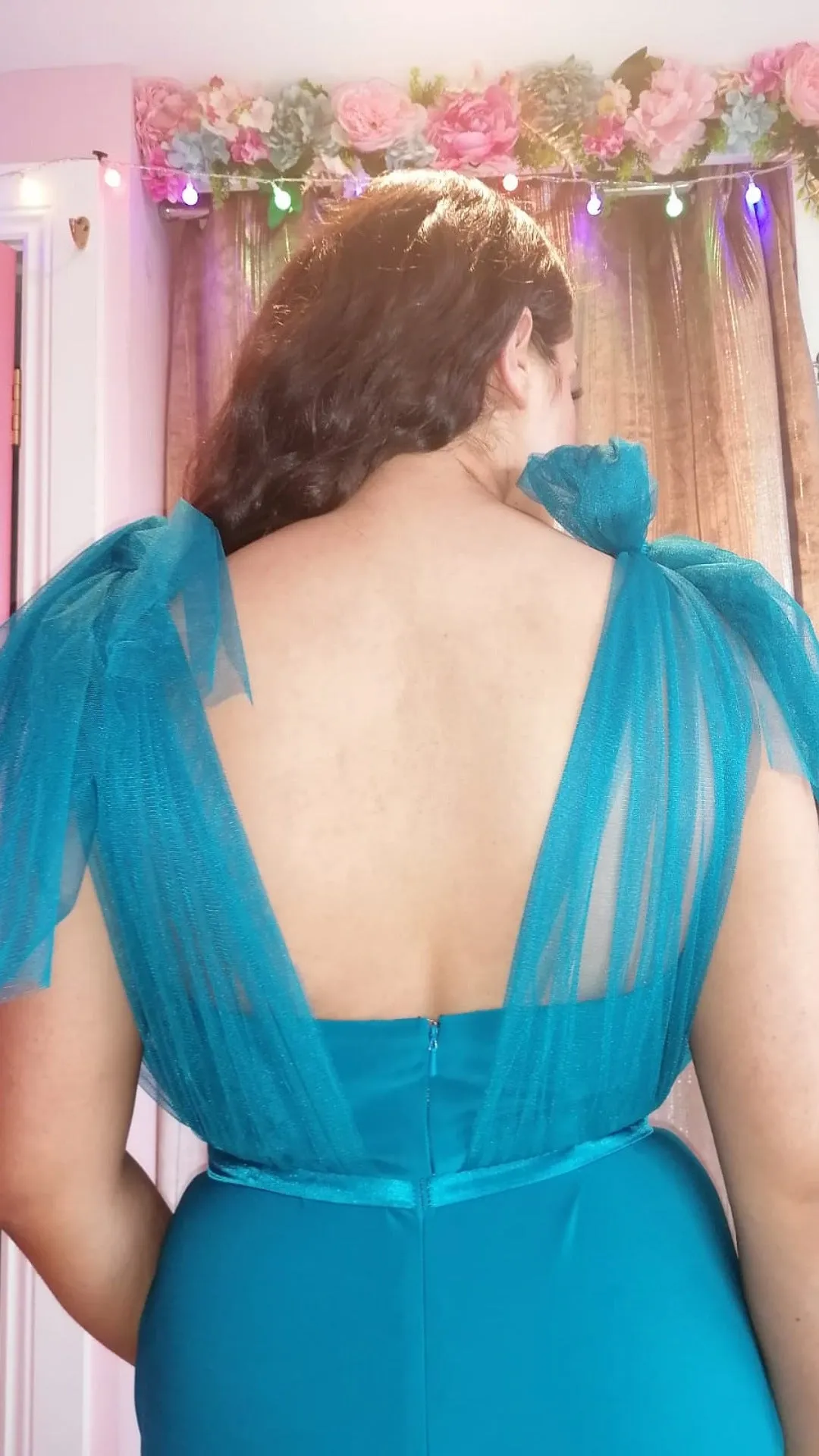 Alice Teal V Neck Fitted Bridesmaids Dress