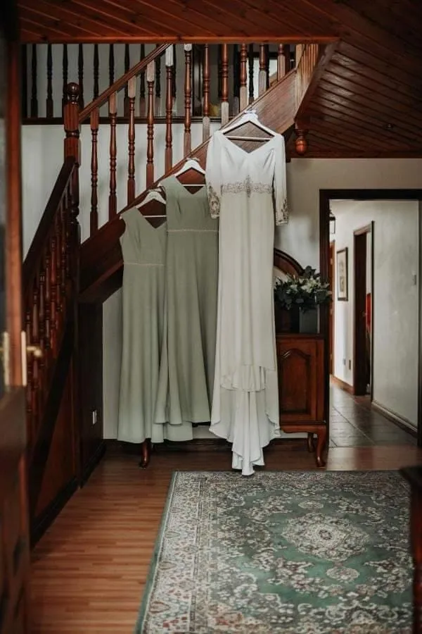 Aria Sage Green Beaded Belt Plain & Elegant Bridesmaids Dress