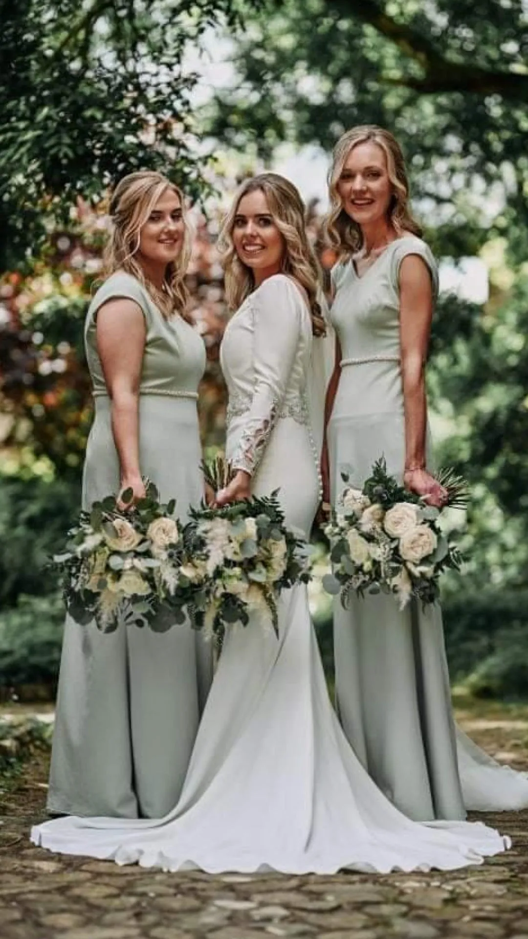 Aria Sage Green Beaded Belt Plain & Elegant Bridesmaids Dress