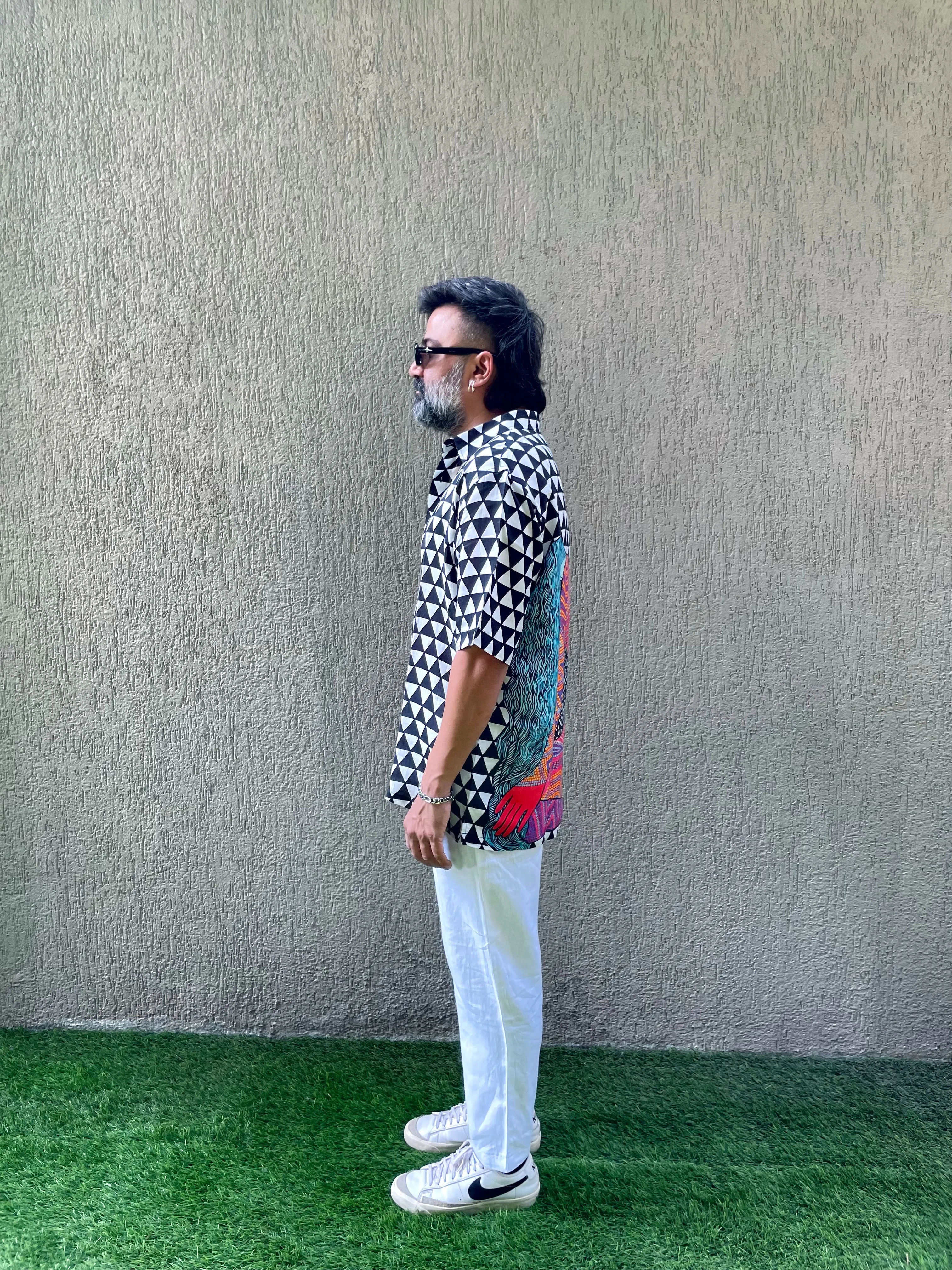 Bold and Vibrant Unisex Shirt Pure Satin Linen Short Sleeve Shirt
