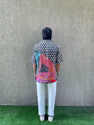 Bold and Vibrant Unisex Shirt Pure Satin Linen Short Sleeve Shirt