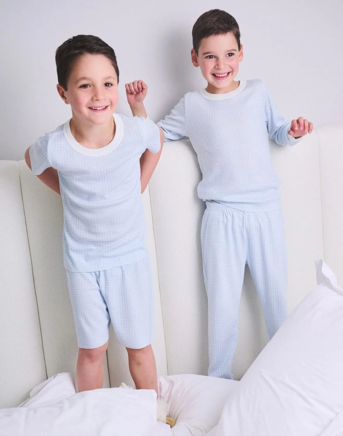 BOYS LONG SHORT Blue Gingham Print