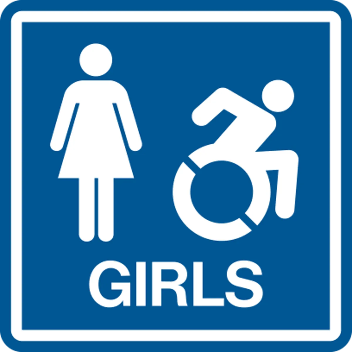 Girls Accessible with Female & Dynamic Wheelchair Graphics Washroom Sign