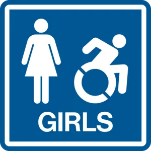 Girls Accessible with Female & Dynamic Wheelchair Graphics Washroom Sign