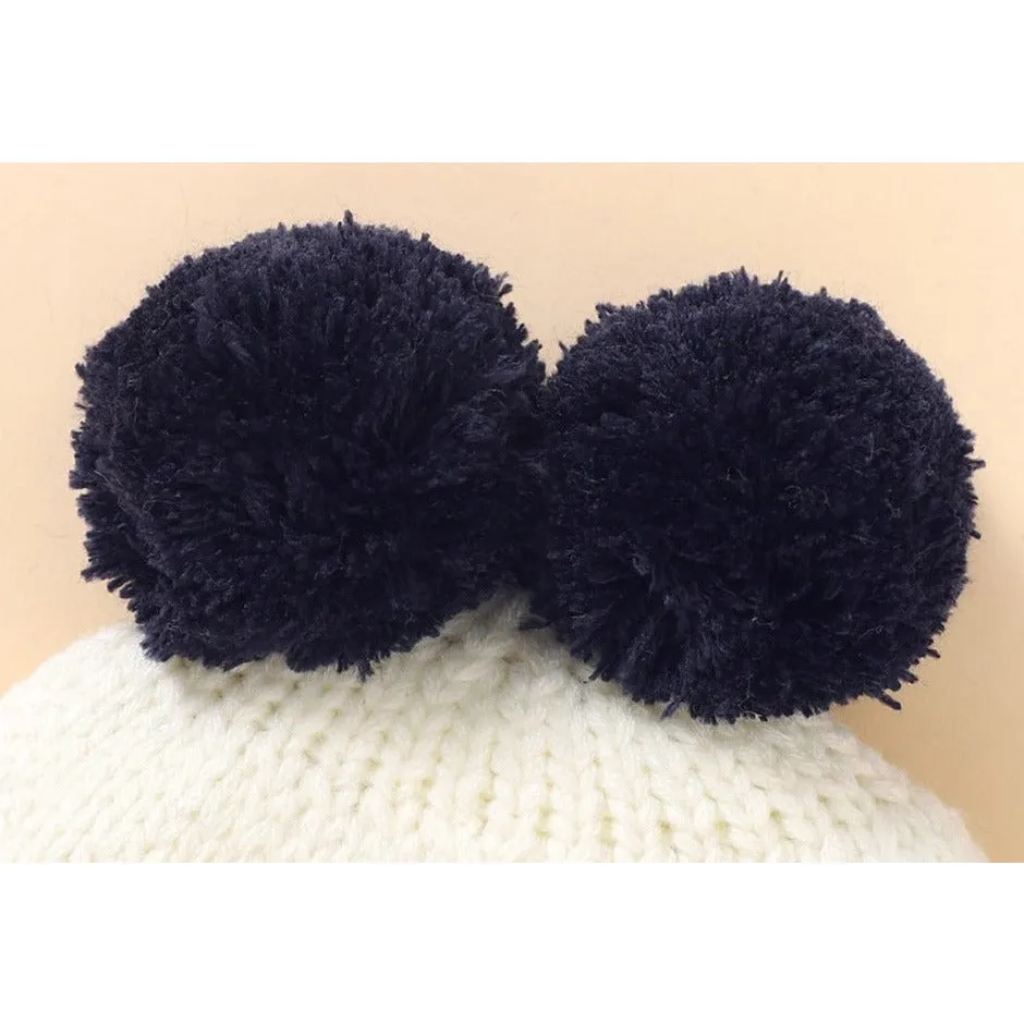 Knitted Heart Pompom Hat