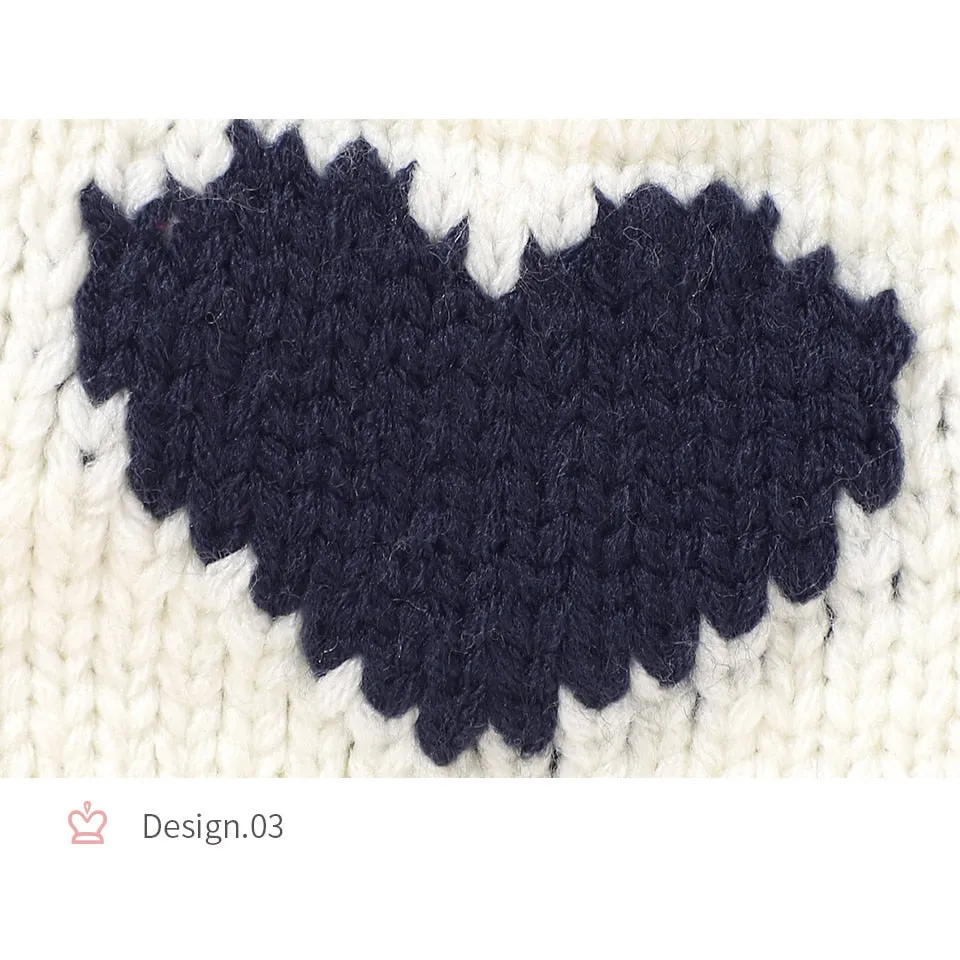 Knitted Heart Pompom Hat