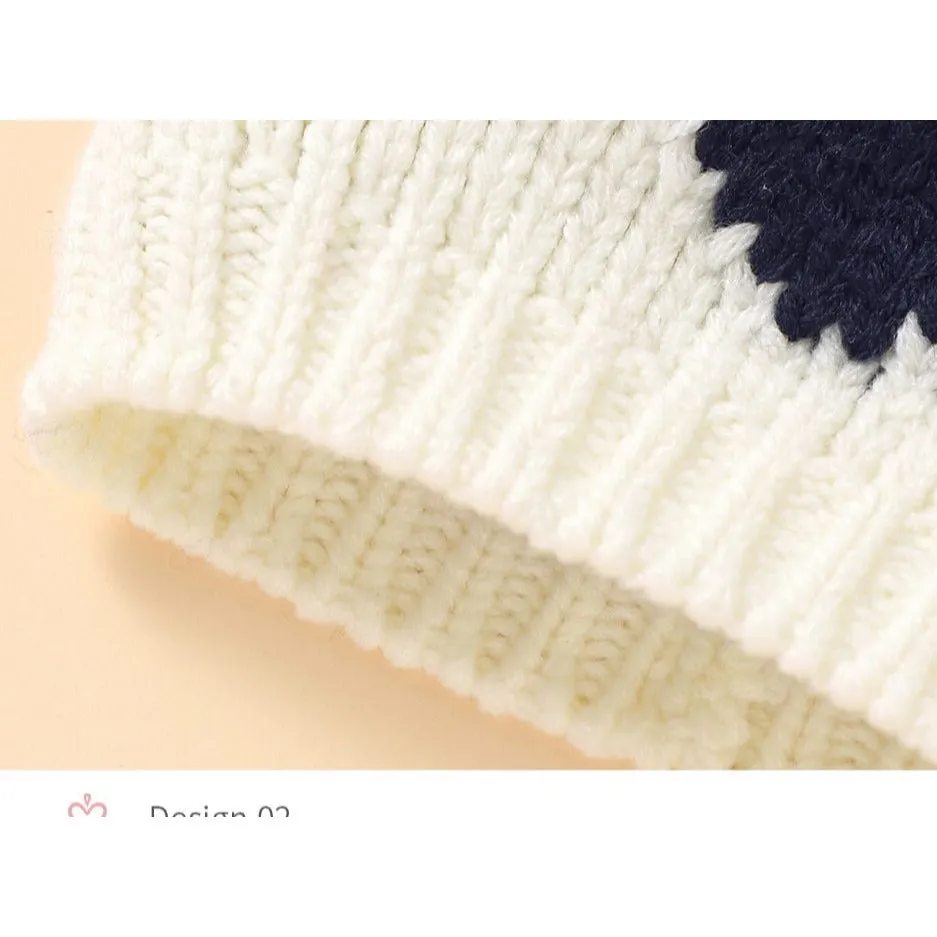 Knitted Heart Pompom Hat
