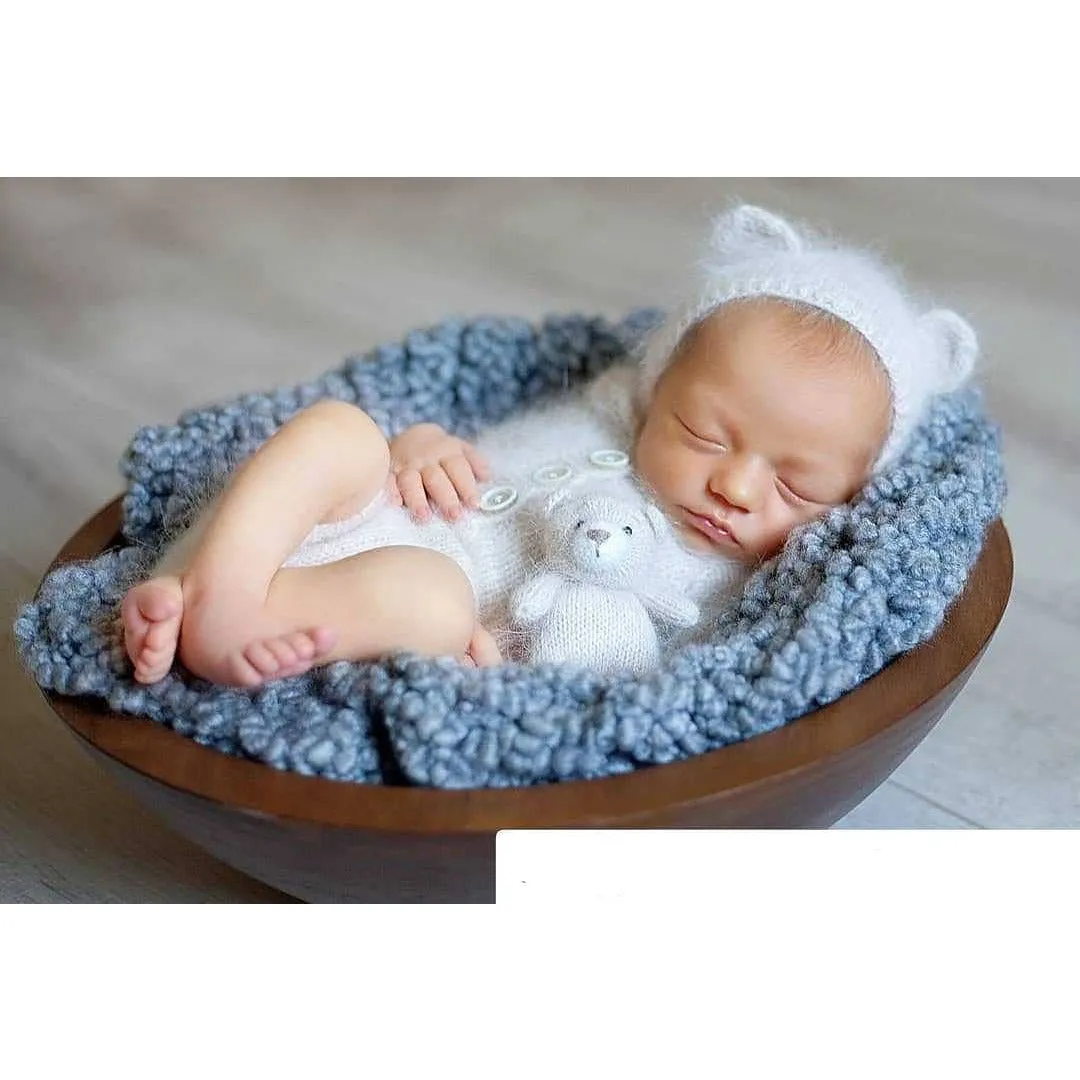 Newborn Knit Hats and Bear
