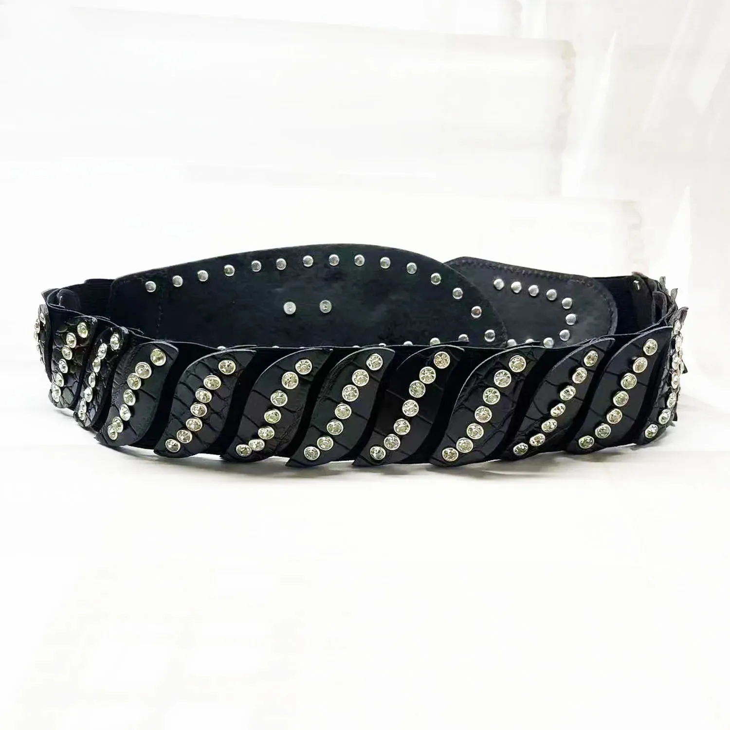 Sexy Rhinestone Flower Belt - Vintage Punk Metal Buckle Y2K Wide Waistband