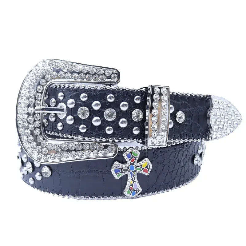 Shine Rhinestone Punk Cowboy Belt - Unisex Y2K Crystal Belt for Jeans & Pants