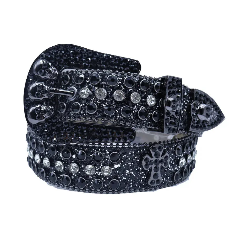 Shine Rhinestone Punk Cowboy Belt - Unisex Y2K Crystal Belt for Jeans & Pants