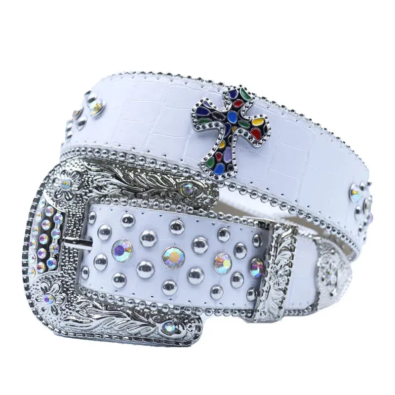 Shine Rhinestone Punk Cowboy Belt - Unisex Y2K Crystal Belt for Jeans & Pants