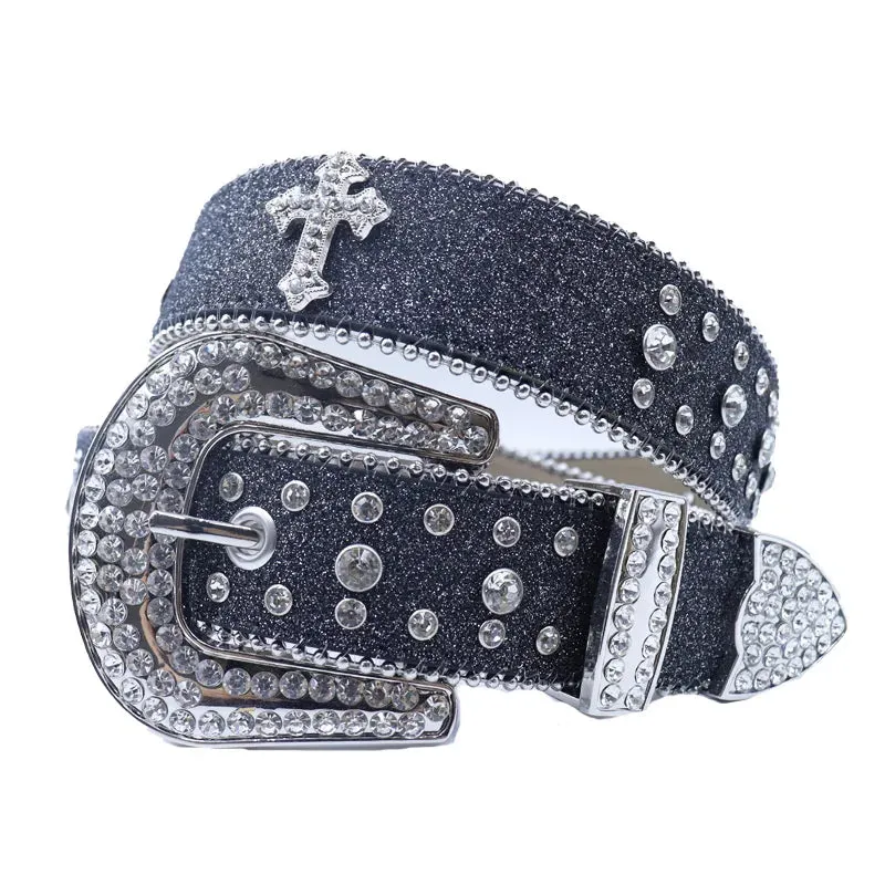Shine Rhinestone Punk Cowboy Belt - Unisex Y2K Crystal Belt for Jeans & Pants