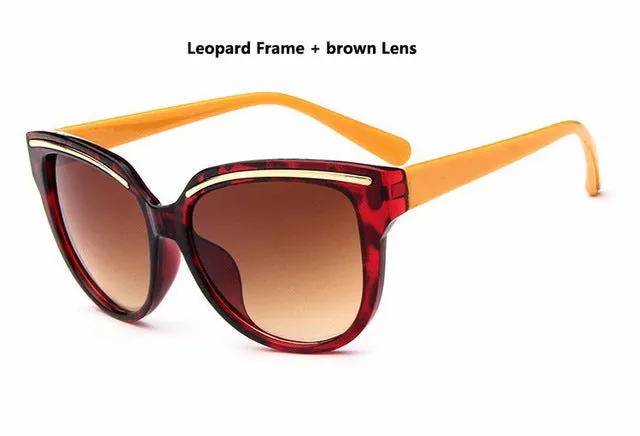 Women Fashion Cat Eye Frame Mirror UV400 Sun Glasses