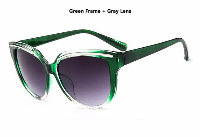Women Fashion Cat Eye Frame Mirror UV400 Sun Glasses