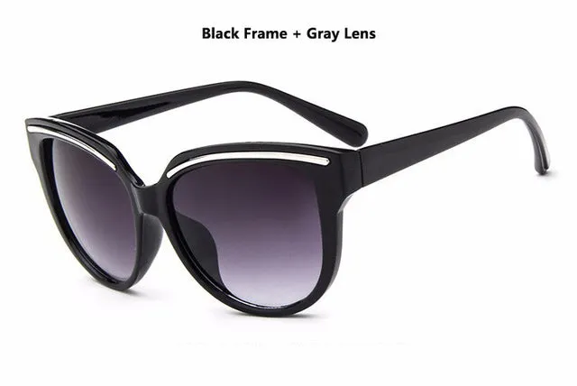 Women Fashion Cat Eye Frame Mirror UV400 Sun Glasses