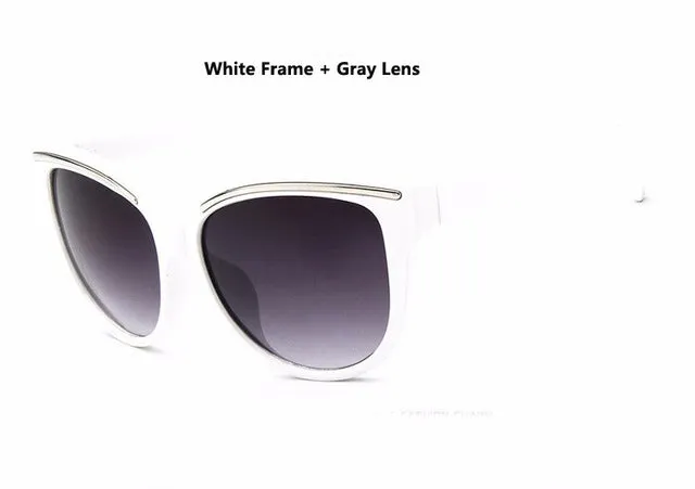Women Fashion Cat Eye Frame Mirror UV400 Sun Glasses