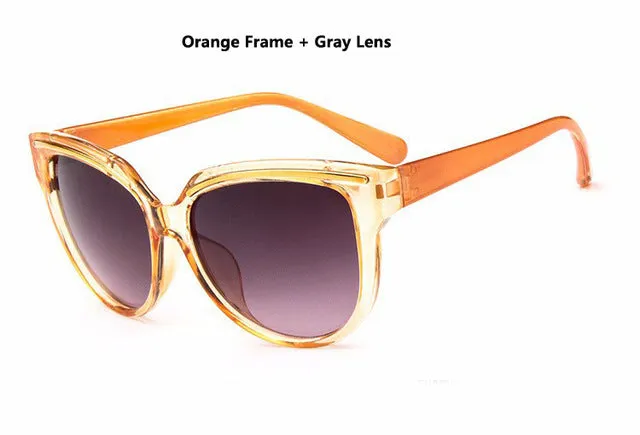 Women Fashion Cat Eye Frame Mirror UV400 Sun Glasses