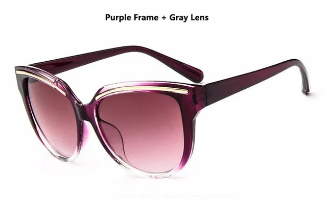 Women Fashion Cat Eye Frame Mirror UV400 Sun Glasses